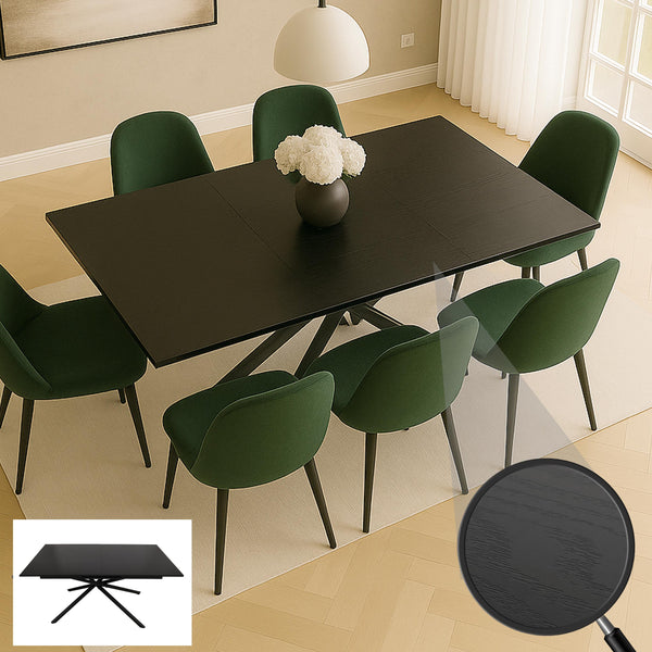 Esszimmertisch Ausziehtisch Esstisch Eisen MDF 160-200x90cm Stein-Optik schwarz