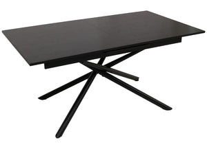 Esszimmertisch Ausziehtisch Esstisch Eisen MDF 160-200x90cm Stein-Optik schwarz