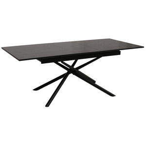 Esszimmertisch Ausziehtisch Esstisch Eisen MDF 160-200x90cm Stein-Optik schwarz