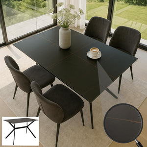 Esszimmertisch Esstisch Sinterstein Metall 120cm Marmor-Optik schwarz-gold