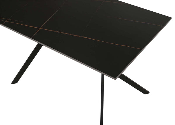 Esszimmertisch Esstisch Sinterstein Metall 120cm Marmor-Optik schwarz-gold