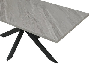 Esszimmertisch Küchentisch Esstisch Industrial MDF Metall 180cm Marmor-Optik grau