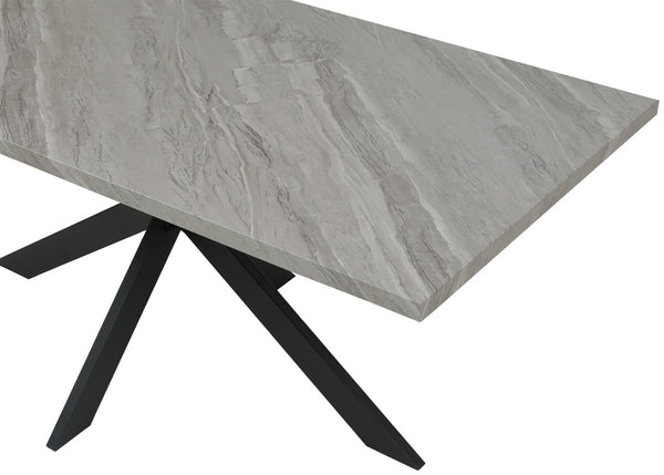 Esszimmertisch Küchentisch Esstisch Industrial MDF Metall 180cm Marmor-Optik grau