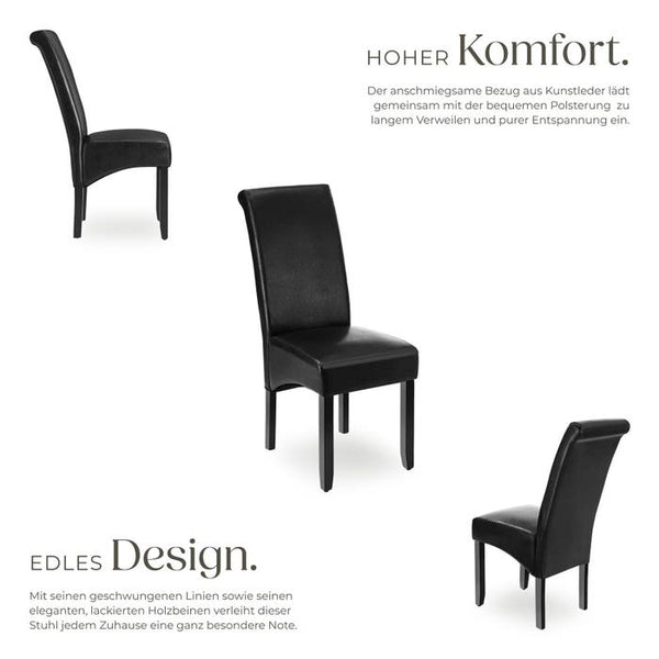 4 Esszimmerstühle, ergonomisch, massives Hartholz schwarz