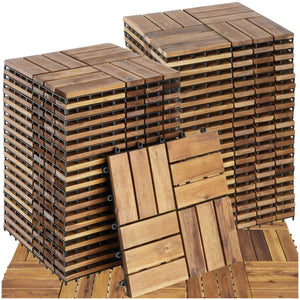 Terrassenfliesen Tabula Akazienholz 12 Lamellen braun 31 x 31 cm, 40 Stück