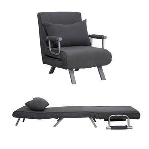 Schlafsofa mit Armlehne 3-in-1 Schlafsessel Gästebett Klappbett Chaiselongue Grau