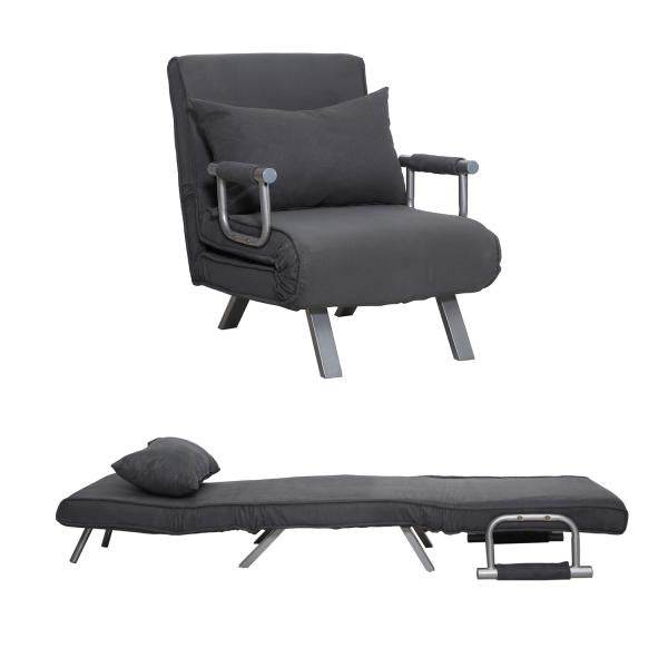 Schlafsofa mit Armlehne 3-in-1 Schlafsessel Gästebett Klappbett Chaiselongue Grau