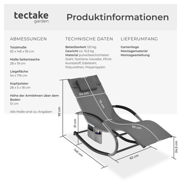 Gartenliege Taya grau pro Stück