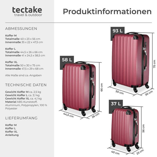 Reisekofferset Hartschale, rot