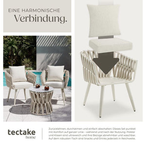 Gartenlounge-Set Lugano Rope-Design Aluminium beige, 2er Set Stühle mit Tisch