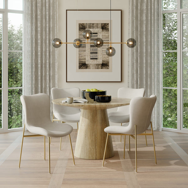 Polsterstuhl Tessa Samt beige/gold 2er Set