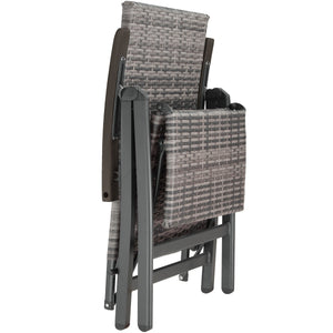 Rattanstuhl Brisbane klappbar mit Aluminiumgestell und Fussablage grau