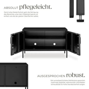 Sideboard Baker Metall mit Magnetverschluss schwarz 100 x 42,5 x 65 cm