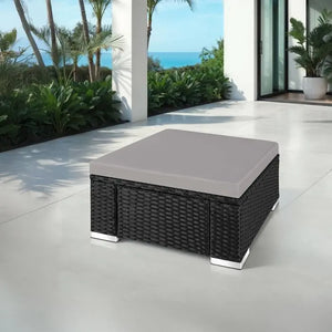 Rattan Sitzhocker Bitonto schwarz/grau