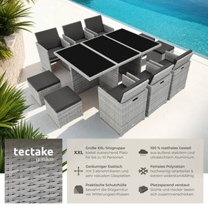 Aluminium Rattan Sitzgruppe New York 6+4+1, hellgrau