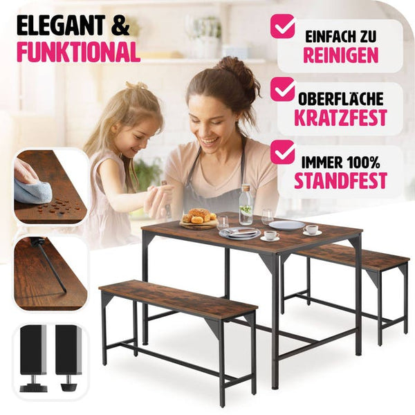 Sitzgruppe Bolton Industrial Holz dunkel, rustikal