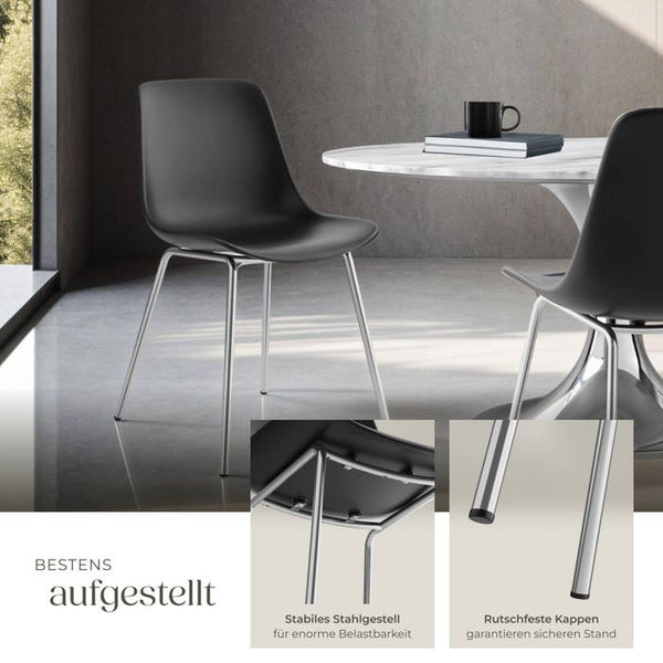 Kunststoffstuhl Mave schwarz/chrom 6er Set