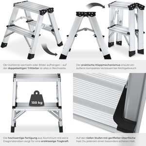 Doppelseitige Aluminium Trittleiter 2 x 2-stufig