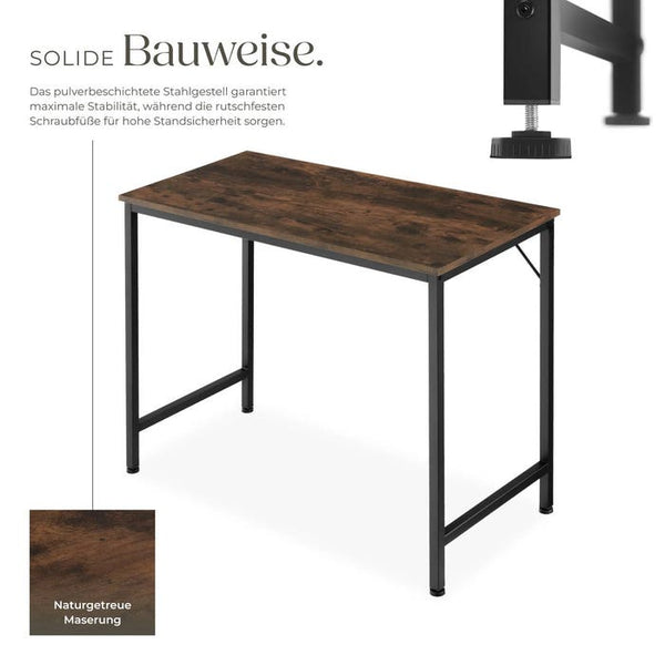 Schreibtisch Jenkins Industrial Holz dunkel, rustikal 80 cm