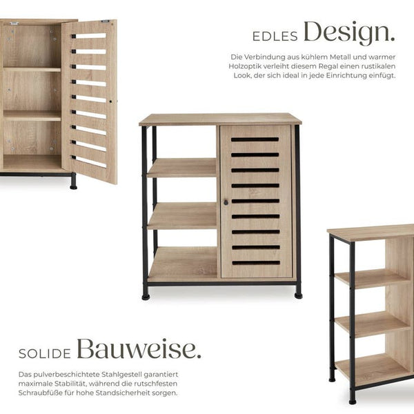 Sideboard Industrial Holz hell, Eiche Sonoma Türanschlag rechts