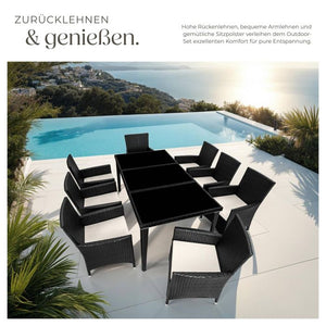 Aluminium Rattan Sitzgruppe Menorca schwarz
