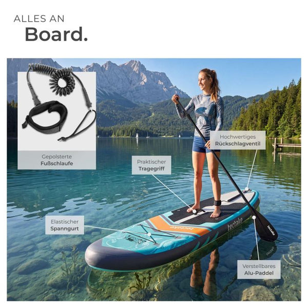Stand-Up Paddle Board 2in1 Palagios türkis/orange 288 cm ohne Kamerahalterung