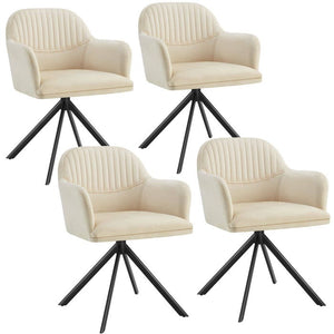 Samt-Drehstuhl Lona creme/schwarz 4er Set