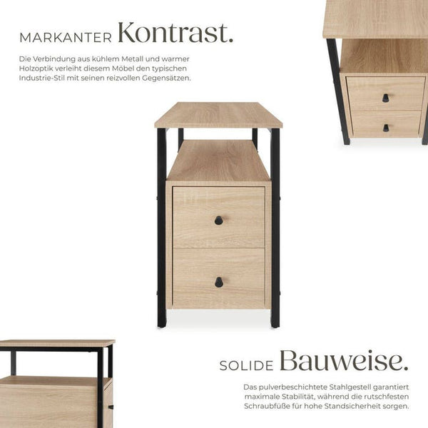 Nachttisch Tullamore Industrial Holz hell, Eiche Sonoma