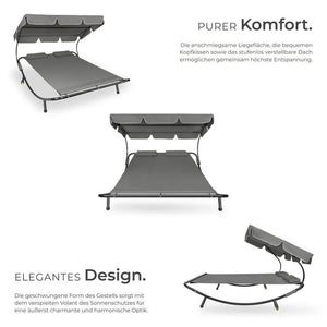 Gartenliege für 2 Personen schwarz/grau