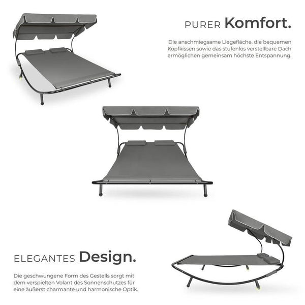 Gartenliege für 2 Personen schwarz/grau