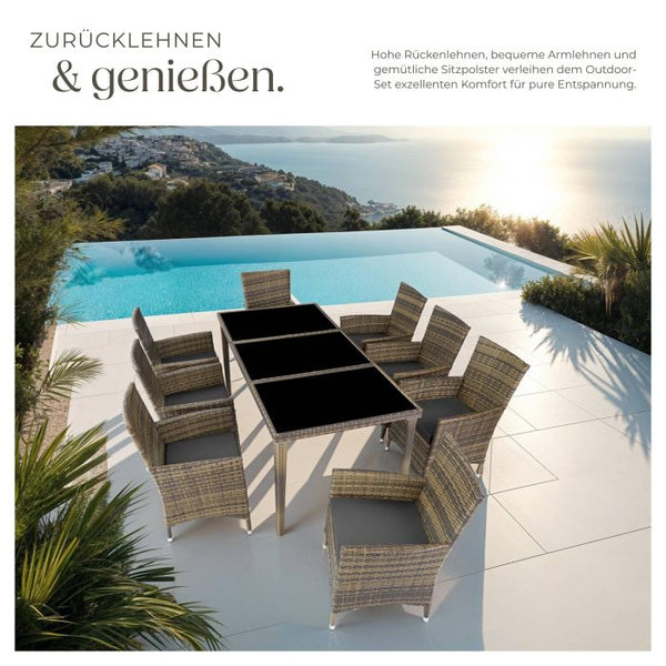Aluminium Rattan Sitzgruppe Menorca natur