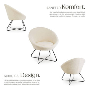 Cocktailsessel Cocktailsessel Centera, gepolstert, 120kg Bouclé off-white
