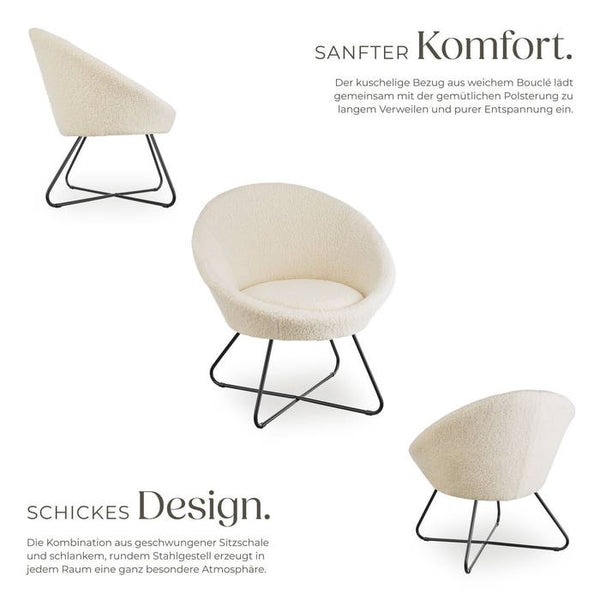 Cocktailsessel Cocktailsessel Centera, gepolstert, 120kg Bouclé off-white