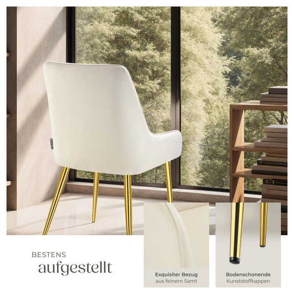 Polsterstuhl Avane, Samtoptik, Belastbarkeit 120 kg beige 6er Set