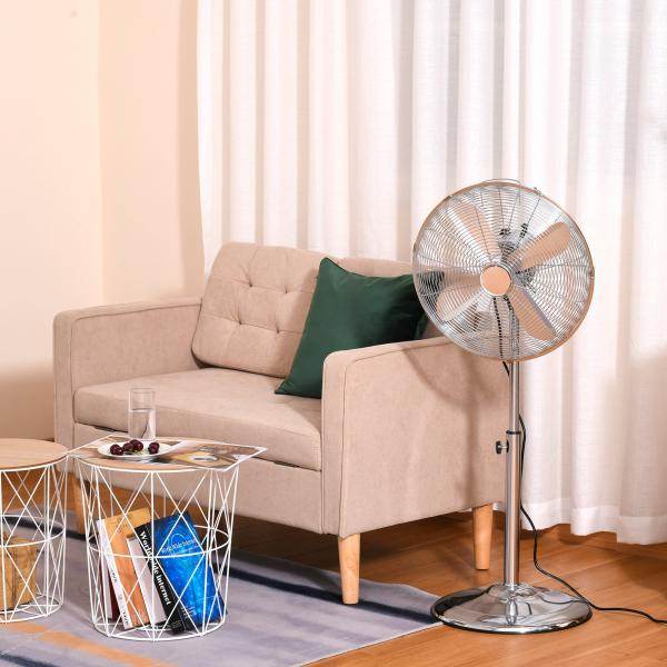 Standventilator Lüfter Höhenverstellbar 3 Geschwindigkeitsstufen Stahl Silber