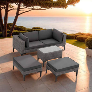 Rattan Lounge mit Aluminiumgestell Bellaria grau