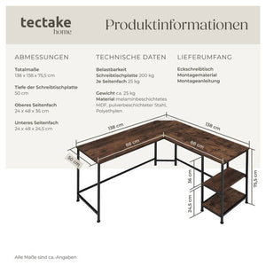 Schreibtisch Hamilton Industrial Holz dunkel, rustikal