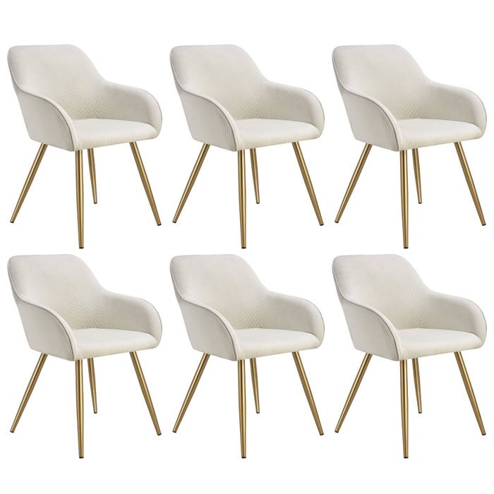 Chaise Marilyn, crème/or, lot de 6