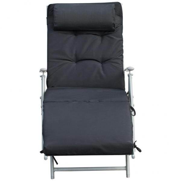 Sonnenliege Strandliege Gartenliege 7-stufig Verstellbar Klappbar Metall Schwarz