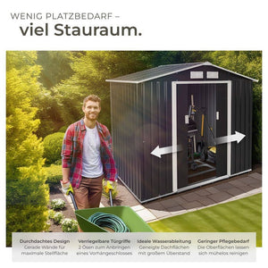 Gartenhaus mit Satteldach grau/weiss