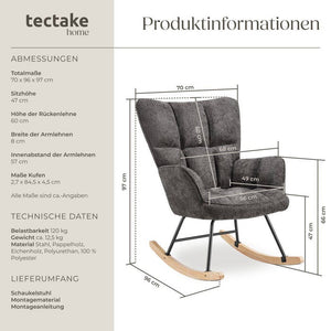 Schaukelstuhl Torve Chenille anthrazit