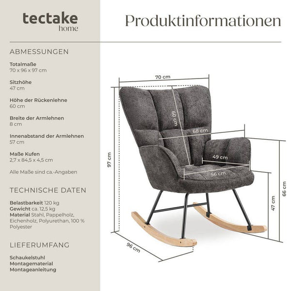 Schaukelstuhl Torve Chenille anthrazit
