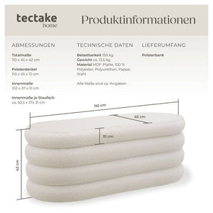 Polsterbank Altu Bouclé creme-weiss