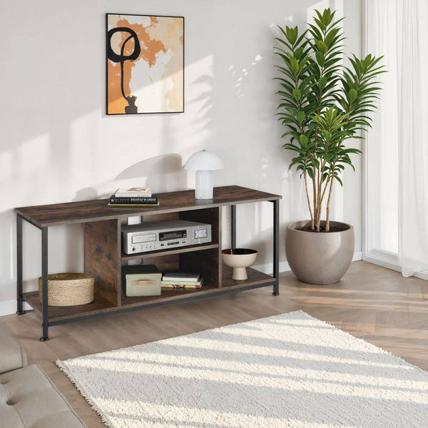 TV-Regal mit 4 offenen Fächern und verstellbarem Einlegeboden Industrial dunkelbraun 120 cm