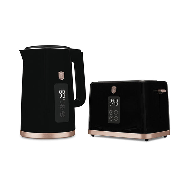 Berlinger Haus Wasserkocher & Toaster mit Digitalanzeige Black Rose Collection