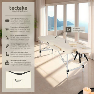 Lettino da massaggio a 2 zone con imbottitura, beige