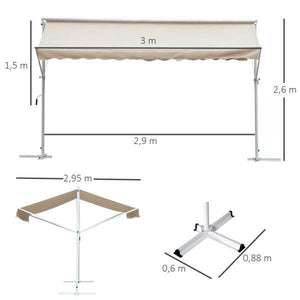Standmarkise Gartenmarkise mit Faltarm Creme 3m x 3m