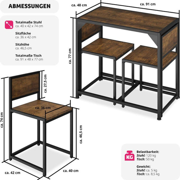 Sitzgruppe Milton Industrial Holz dunkel, rustikal