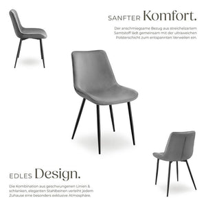 2er Set Stuhl Monroe Samtoptik grau