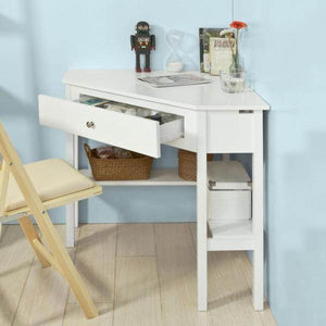 Eckschreibtisch Schreibtisch mit Ablage und Schublade Weiss